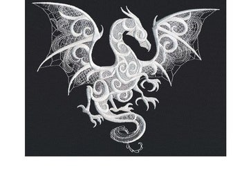 Lace Dragon smoke hand towel set custom embroidered