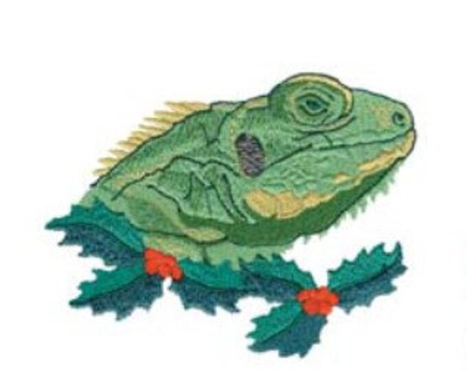 Christmas Iguana reptile bath hand towel set custom embroidered personalized