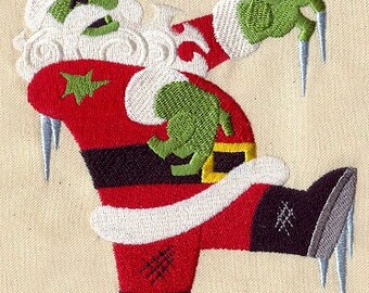 Zombie Santa kitchen dish hand towel custom embroidered