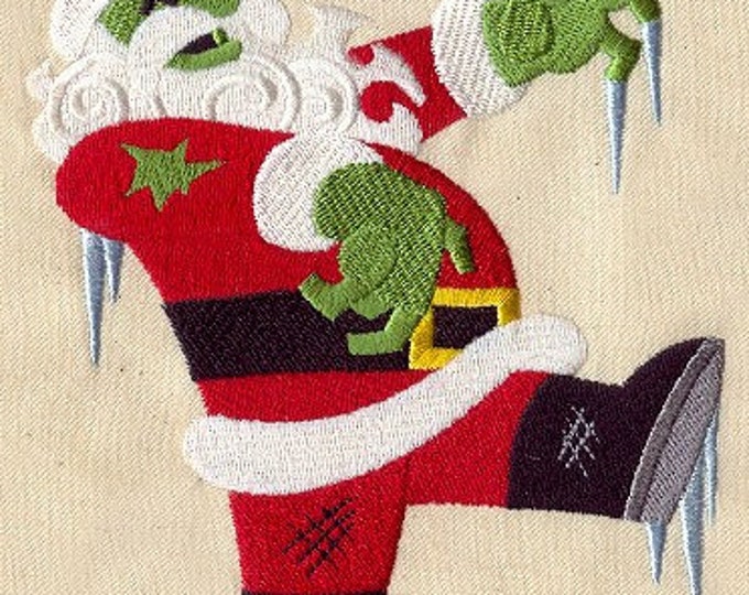 Zombie Santa kitchen dish hand towel custom embroidered