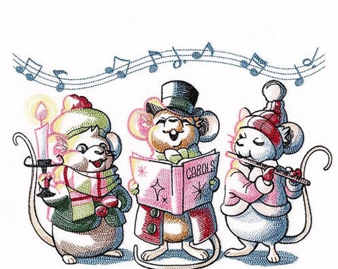 Christmas singing musical mice bath hand towel bathroom decor custom embroidered personalized