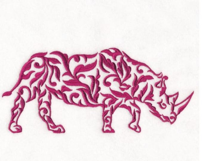 Rhino Bohemian Damask Safari custom embroidered hand towel set