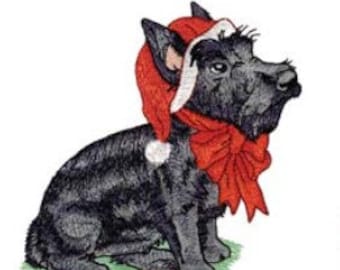 Christmas Scottish Terrier Santa puppy dog custom embroidered hand towel set personalized