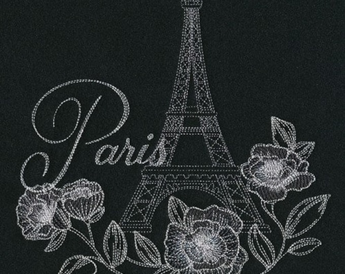 Paris Eiffel Tower flowers bath  hand towel custom embroidered personalized