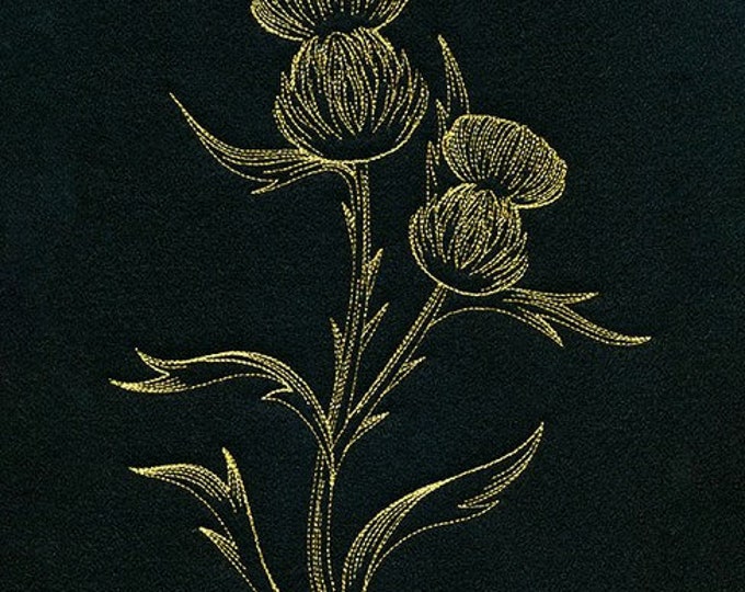 Thistle gold Metallic hand towel set custom embroidered personalized