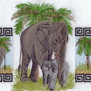 Asian Elephant trio bath hand towel custom embroidered personalized