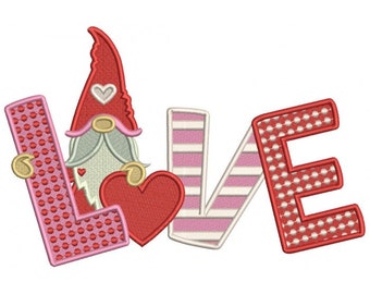 Valentine Gnome love bath hand towel set custom embroidered personalized