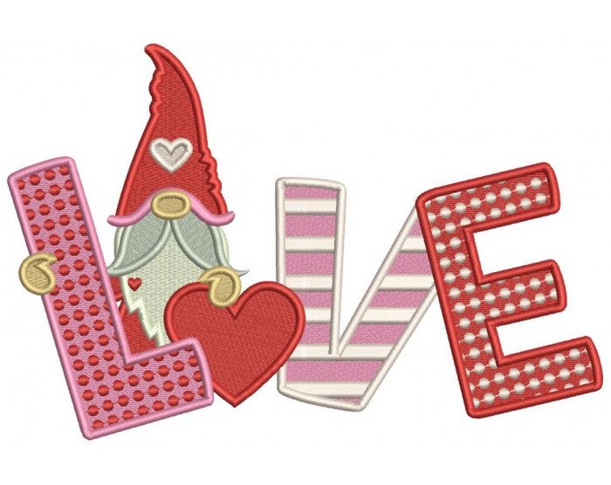 Valentine Gnome love bath hand towel set custom embroidered personalized