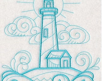 Lighthouse doodle  kitchen dish hand towel custom embroidered personalized