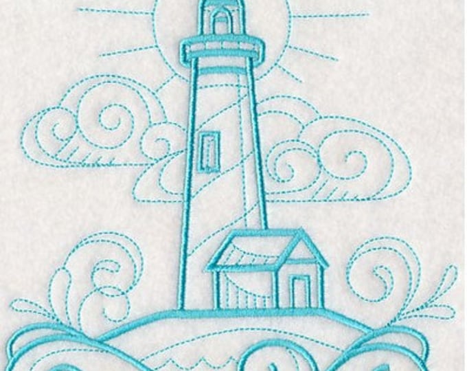 Lighthouse doodle  kitchen dish hand towel custom embroidered personalized