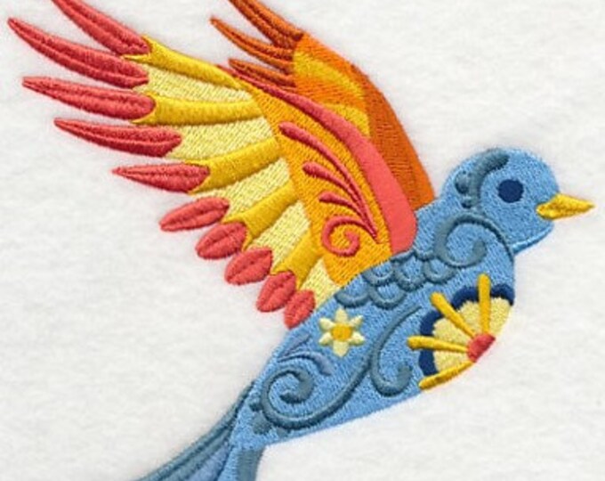 Blue Bird animal  flower power bath hand towel set custom embroidered personalized