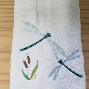 Dragonfly pair hand towel set custom embroidered personalized