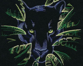 Tropical Panther Cat bath hand towel custom embroidered