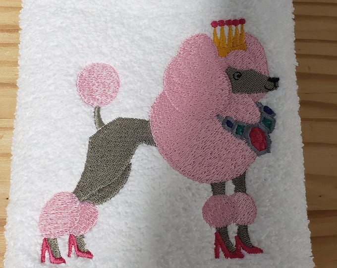 Princess Poodle Dog crown  bath hand towel set custom embroidered personalized