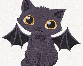 Cat dressed as bat dracula Halloween bath hand towel set custom embroidered personalized