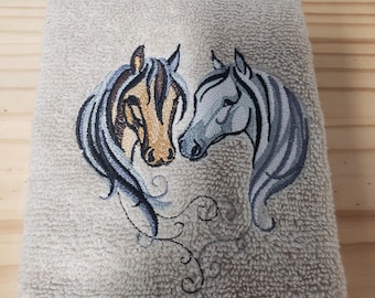 Horse spirit bath hand towel set custom embroidered personalized