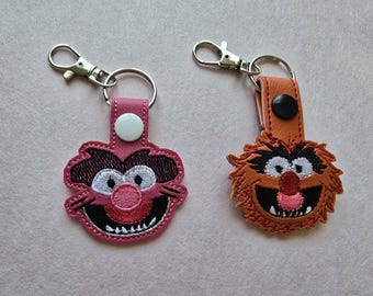 Muppets Animal inspired vinyl keychain bag tag snap tab design choice