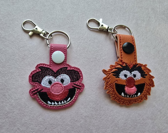 Muppets Animal inspired vinyl keychain bag tag snap tab design choice