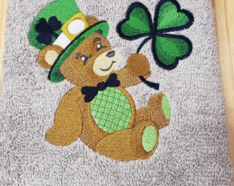 St. Patrick's Day bear Irish luck  hand towel set custom embroidered personalized