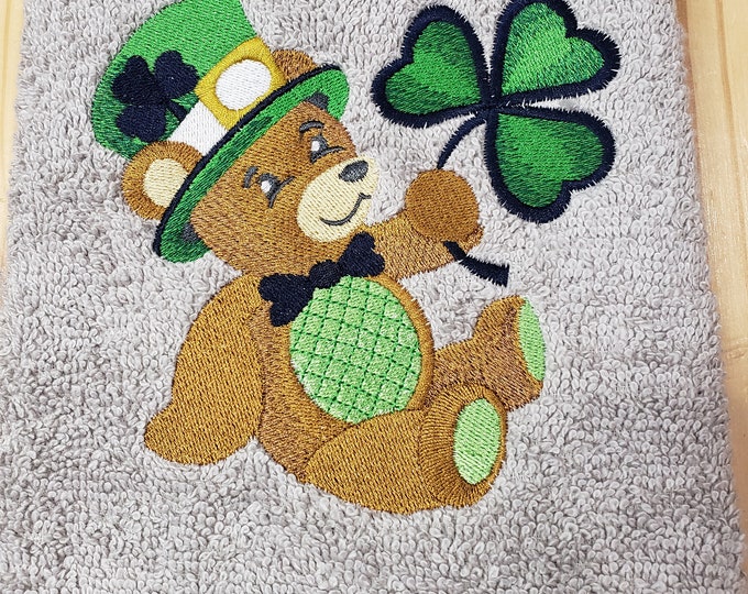 St. Patrick's Day bear Irish luck  hand towel set custom embroidered personalized