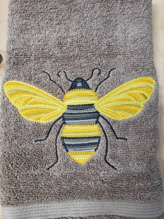 Garden Bee Bath Hand Towel Set Custom Embroidered Personalized 