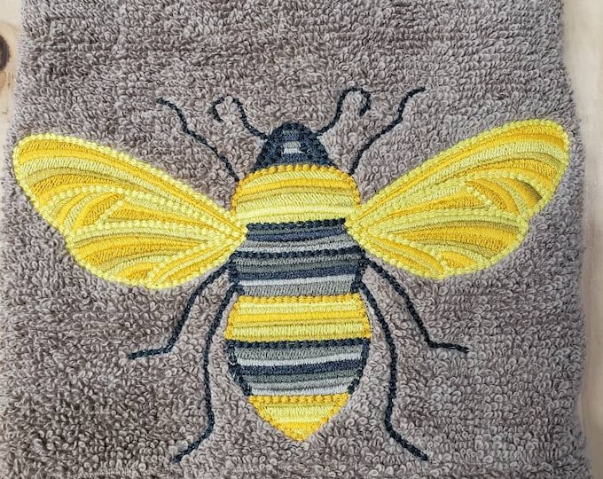 Garden Bee bath hand towel set custom embroidered personalized