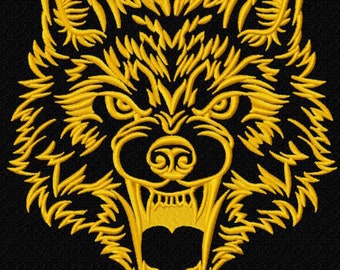 Wolf face scary look bath hand towel  custom embroidered personalized