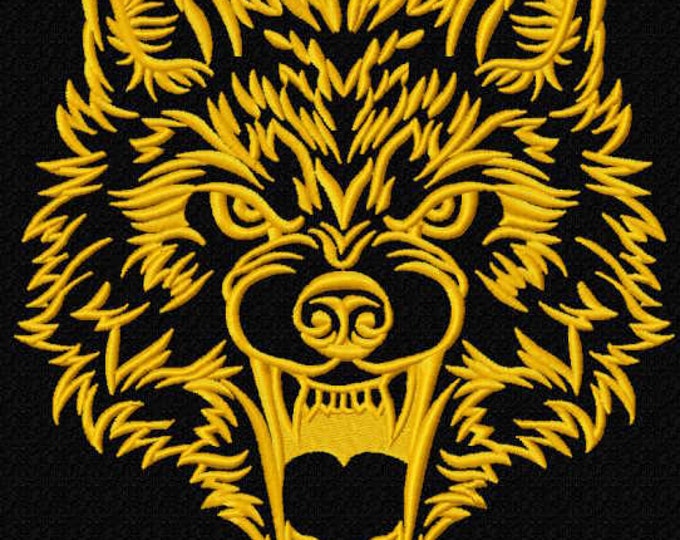 Wolf face scary look bath hand towel  custom embroidered personalized