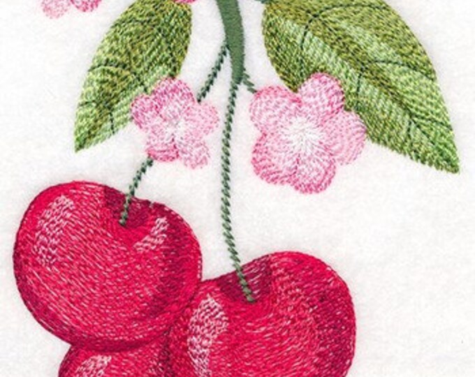 Cherry Blossom kitchen dish hand towel custom embroidered personalized