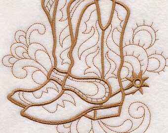 Cowboy Cowgirl Country boots doodle  kitchen dish hand towel custom embroidered personalized