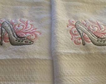 High heel shoe hand towel set custom embroidered personalized