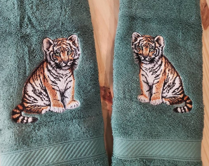 Tiger Cub hand towel set embroidered personalized