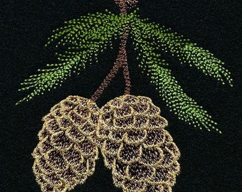 Pinecone needles metallic hand towel set custom embroidered personalized