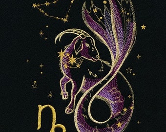 Capricorn Zodiac Constellation Astrology bath hand towel set custom embroidered