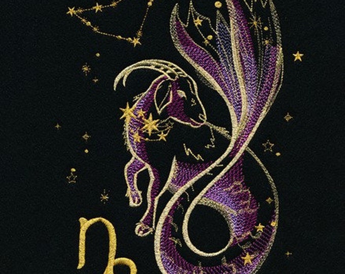 Capricorn Zodiac Constellation Astrology bath hand towel set custom embroidered