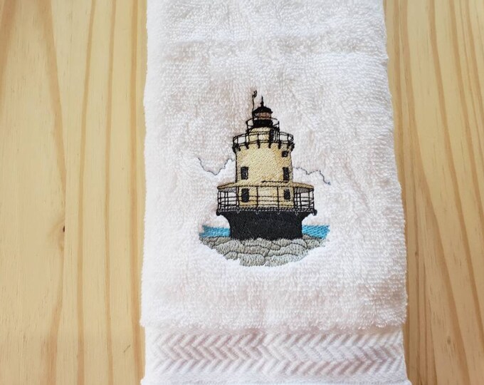 Spring Point Ledge Lighthouse hand towel set custom embroidered