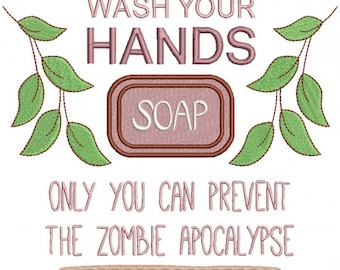 Zombie apocalypse wash hands soap custom embroidered bath hand towel set