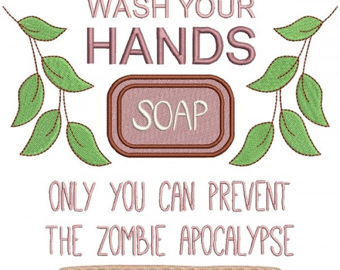 Zombie apocalypse wash hands soap custom embroidered bath hand towel set