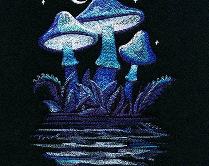 Mushroom moon reflection hand towel set custom embroidered personalized