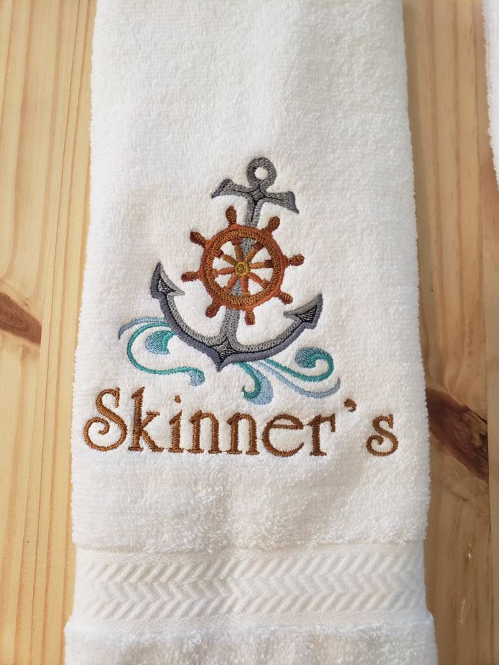 Sailing anchor boat cruise hand towel set custom embroidered Etsy