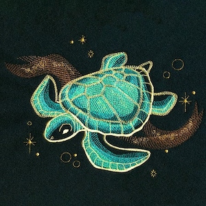 Cosmic Sea Turtle Ship Octopus Jellyfish Mermaid whale metallic design choice bath hand towel custom embroidered