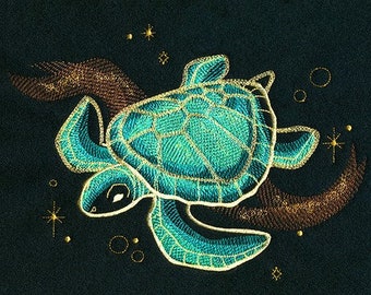 Cosmic Sea Turtle Ship Octopus Jellyfish Mermaid whale metallic design choice bath hand towel custom embroidered