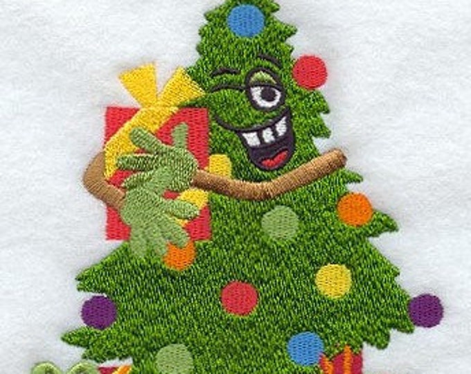 Christmas tree funny presents ornament candy cane bath hand towel custom embroidered personalized