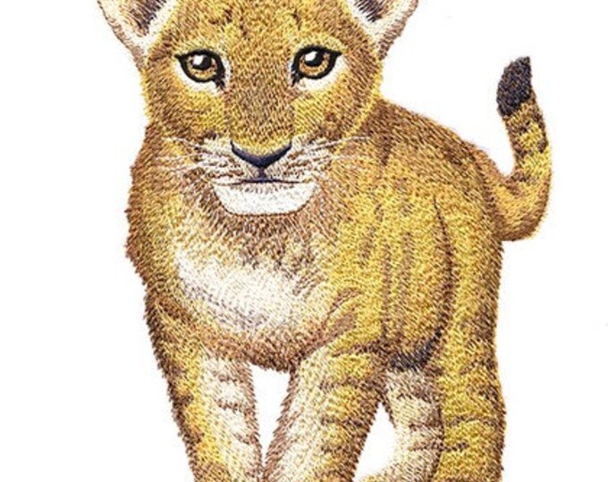Lion cub realistic looking custom embroidered bath hand towel set