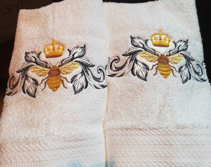 Nepolianic bee crown bath hand towel set custom embroidered personalized