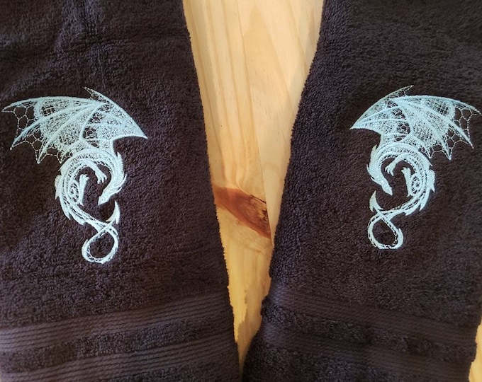 custom embroidered Lace Dragon hand towel set