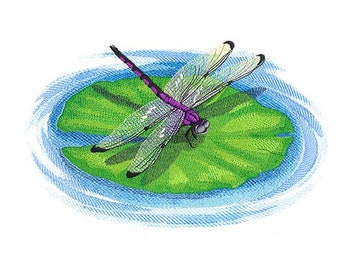 Dragonfly lily pad  custom embroidered bath hand towel personalized