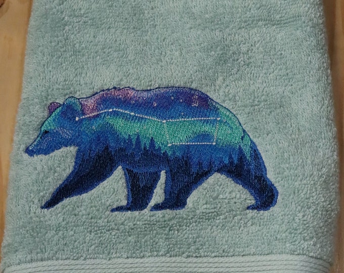 Forest Bear Astrology Ursa Major bath hand towel set custom embroidered personalized