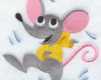 Mouse dancing in the rain custom embroidered bath hand towel set