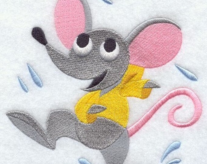 Mouse dancing in the rain custom embroidered bath hand towel set